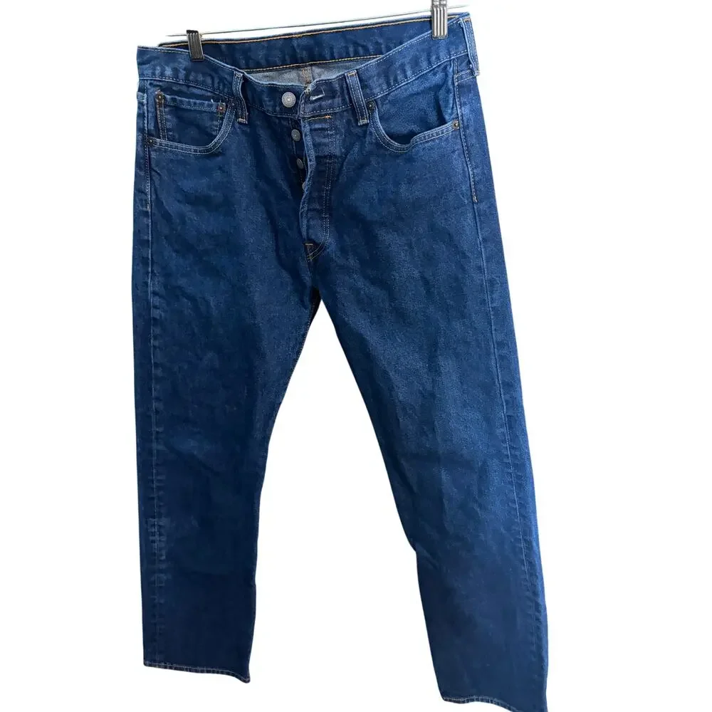 Levi's 501 Original Fit Men's Jeans W34 L32 Dark Wash Button Fly Straight Leg